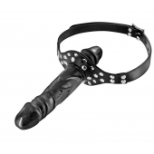 Черный кляп-фаллоимитатор Double Penis Gag - Fetish Tentation - купить с доставкой в Мурманске