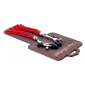 Металлические зажимы на соски с красными замшевыми кисточками - Crazy Handmade - купить с доставкой в Мурманске