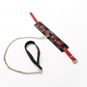 Черный ошейник с красным ремешком и поводком - Crazy Handmade - купить с доставкой в Мурманске