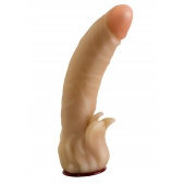 Телесная гелевая насадка-фаллос с клиторальными лепестками - 18,5 см. - LOVETOY (А-Полимер) - купить с доставкой в Мурманске