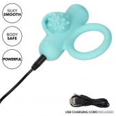 Аквамариновое эрекционное виброкольцо Silicone Rechargeable Nubby Lover’s Delight - California Exotic Novelties - в Мурманске купить с доставкой