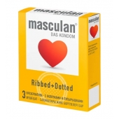 Презервативы с колечками и пупырышками Masculan Ribbed+Dotted - 3 шт. - Masculan - купить с доставкой в Мурманске