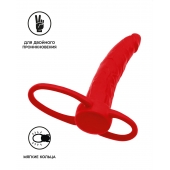 Красная насадка на пенис для двойного проникновения Black Red - 16,5 см. - ToyFa - купить с доставкой в Мурманске