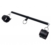 Черная распорка для ног с кожаными манжетами - Pecado - купить с доставкой в Мурманске