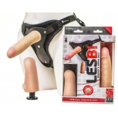 Телесный страпон Harness LESBI с вагинальной пробкой - 16,5 см. - LOVETOY (А-Полимер) - купить с доставкой в Мурманске