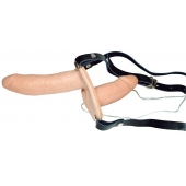 Телесный женский страпон с вагинальной пробкой Strap-On Duo - 15 см. - Orion - купить с доставкой в Мурманске