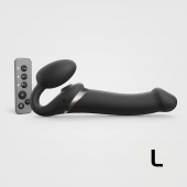 Черный безремневой страпон Multi Orgasm Size L с клиторальной стимуляцией - Strap-on-me - купить с доставкой в Мурманске