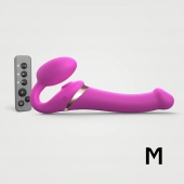 Ярко-розовый безремневой страпон Multi Orgasm Size M с клиторальной стимуляцией - Strap-on-me - купить с доставкой в Мурманске