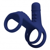 Синяя вибронасадка на пенис Vibrating Penis Sling - Baile - в Мурманске купить с доставкой
