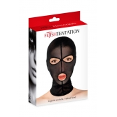 Черная сетчатая маска на голову с отверстиями для глаз и рта - Fetish Tentation - купить с доставкой в Мурманске