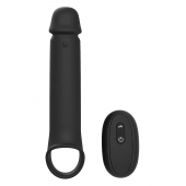 Черная насадка-удлинитель с вибрацией Vibrating Extender With Remote - Dream Toys - в Мурманске купить с доставкой