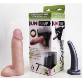 Страпон-унисекс с двумя насадками UNI strap 7  Harness - 19 и 16 см. - LOVETOY (А-Полимер) - купить с доставкой в Мурманске