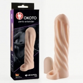 Телесная насадка-удлинитель Okoto со спиралевидным рельефом - 16 см. - Sitabella - в Мурманске купить с доставкой