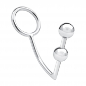 Кольцо на пенис с анальным стимулятором Two Bead Stainless Steel Anal Hook   Cock Ring - BlueLine - в Мурманске купить с доставкой
