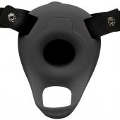 Черный полый страпон с вибрацией 2’’ Erection 28X Smooth Vibrating Silicone Penis Sheath - XR Brands - купить с доставкой в Мурманске