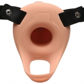 Телесный полый страпон 2  Erection 28X Smooth Vibrating Silicone Penis Sheath - 16 см. - XR Brands - купить с доставкой в Мурманске