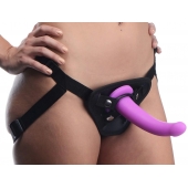 Лиловый поясной страпон Navigator Silicone G-Spot Dildo with Harness - 17,8 см. - XR Brands - купить с доставкой в Мурманске
