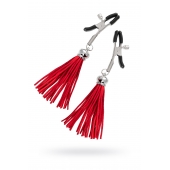 Зажимы на соски «Прищепки» с красными кисточками из замши - Pecado - купить с доставкой в Мурманске