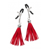 Зажимы на соски «Прищепки» с красными кисточками из замши - Pecado - купить с доставкой в Мурманске