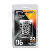 Прозрачная насадка с объёмными чёрточками STAY HARD COCK SLEEVE 06 CLEAR - Blush Novelties - в Мурманске купить с доставкой