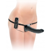 Черный страпон с вагинальной пробкой Deluxe Vibrating Penetrix Strap-On - 19 см. - Pipedream - купить с доставкой в Мурманске
