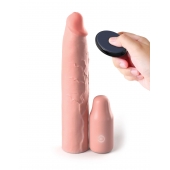 Телесная вибронасадка на член 3  Vibrating Mega X-tension with Remote - 22,9 см. - Pipedream - в Мурманске купить с доставкой