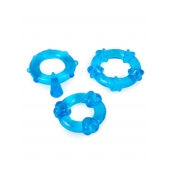 Набор из 3 синих эрекционных колец с различным рельефом - Erowoman-Eroman - в Мурманске купить с доставкой