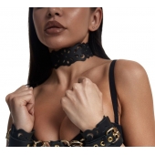 Черный ажурный чокер с золотистой фурнитурой - Crazy Handmade - купить с доставкой в Мурманске