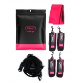 Черно-розовый эротический набор: фиксатор, оковы, наручники, повязка - Erokay - купить с доставкой в Мурманске