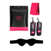 Черно-розовый эротический набор: маска, наручники и повязка - Erokay - купить с доставкой в Мурманске