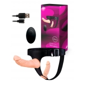 Женский страпон с 2 насадками, вибрацией и пультом ДУ - Erowoman-Eroman - купить с доставкой в Мурманске