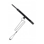 Черный узкий однослойный ошейник с серебристым поводком-цепочкой - Pecado - купить с доставкой в Мурманске