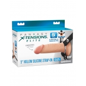 Телесный пустотелый фаллопротез 5’’ Hollow Silicone Strap-On - 14 см. - Pipedream - купить с доставкой в Мурманске