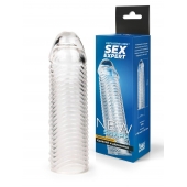 Прозрачная закрытая насадка на пенис с ребрышками - 16 см. - Sex Expert - в Мурманске купить с доставкой