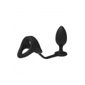 Черное эрекционное кольцо с анальной пробкой Cockstrap With Anal Plug - Dream Toys - в Мурманске купить с доставкой