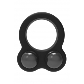 Черное эрекционное кольцо с утяжелителями Cockring Dual Weight - Dream Toys - в Мурманске купить с доставкой