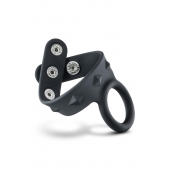 Черное эрекционное кольцо с подхватом мошонки на кнопках VS6 - Blush Novelties - в Мурманске купить с доставкой