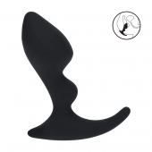 Черная анальная пробка для массажа простаты Double Ripple Silicone Prostate Massager - Shots Media BV - в Мурманске купить с доставкой