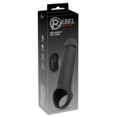 Черная вибронасадка для пениса с хомутом для мошонки и пультом ДУ Remote Controlled Penis Extension - Orion - в Мурманске купить с доставкой