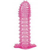 Гелевая розовая насадка с шипами - 12 см. - Toyfa Basic - в Мурманске купить с доставкой