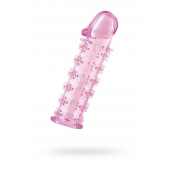 Гелевая розовая насадка на фаллос с шипами - 12 см. - Toyfa Basic - в Мурманске купить с доставкой