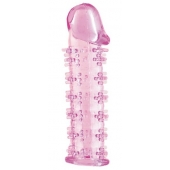 Гелевая розовая насадка на фаллос с шипами - 12 см. - Toyfa Basic - в Мурманске купить с доставкой