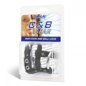 Утяжка на пенис на замочке Duo Cock And Ball Lock - BlueLine - купить с доставкой в Мурманске