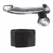Чёрная утяжка на мошонку 1  Velcro Ball Stretcher - BlueLine - купить с доставкой в Мурманске