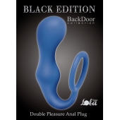 Синее эрекционное кольцо с анальной пробкой Double Pleasure Anal Plug - Lola Games - в Мурманске купить с доставкой