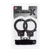 Чёрные наручники из листового металла в комплекте с веревкой BONDX METAL CUFFS LOVE ROPE SET - Dream Toys - купить с доставкой в Мурманске