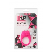 Розовое эрекционное кольцо с щеточкой LIT-UP SILICONE STIMU RING 5 - Dream Toys - в Мурманске купить с доставкой