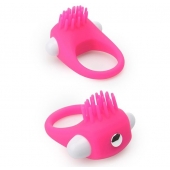 Розовое эрекционное кольцо с щеточкой LIT-UP SILICONE STIMU RING 5 - Dream Toys - в Мурманске купить с доставкой