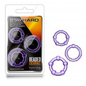 Набор из 3 фиолетовых эрекционных колец Stay Hard Beaded Cockrings - Blush Novelties - в Мурманске купить с доставкой