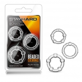 Набор из 3 прозрачных эрекционных колец Stay Hard Beaded Cockrings - Blush Novelties - в Мурманске купить с доставкой